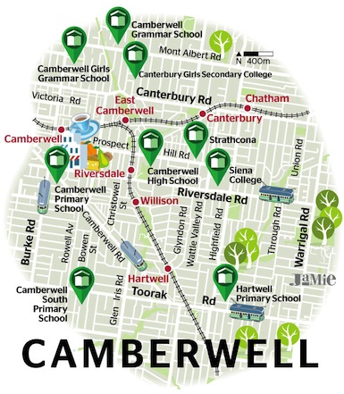 Map of Camberwell, Victoria